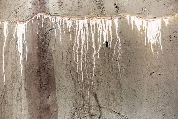 A piece of concrete with icicles hanging from it.